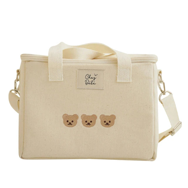 Multifunktionale Mama-Tasche – Wasserdicht & stilvoll mit Bärenstickerei