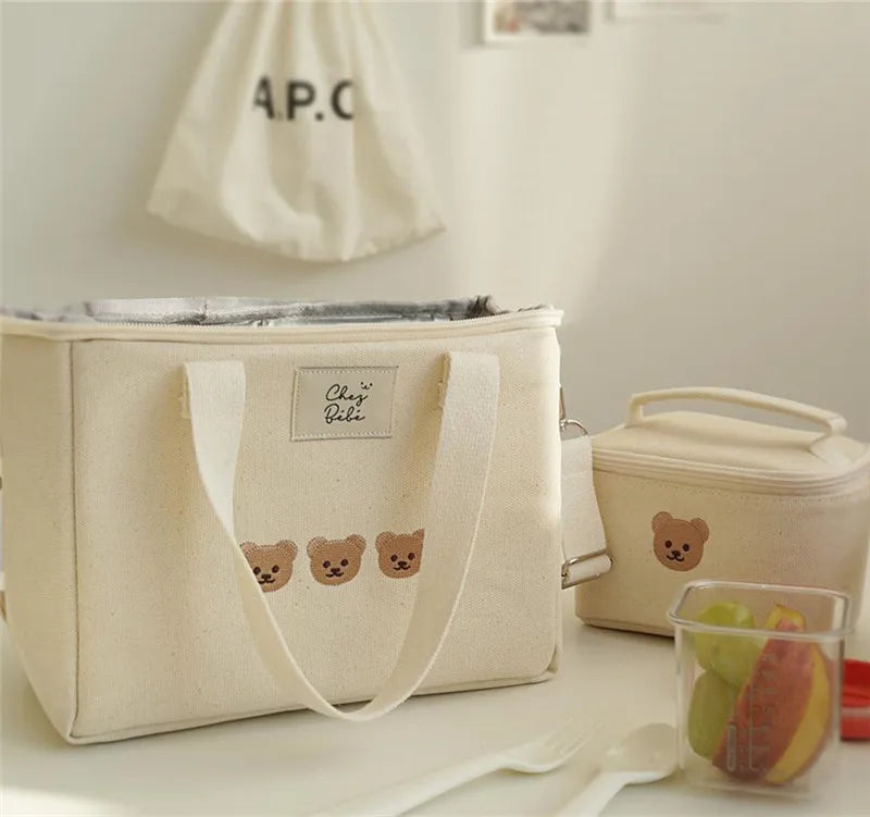 Multifunktionale Mama-Tasche – Wasserdicht & stilvoll mit Bärenstickerei