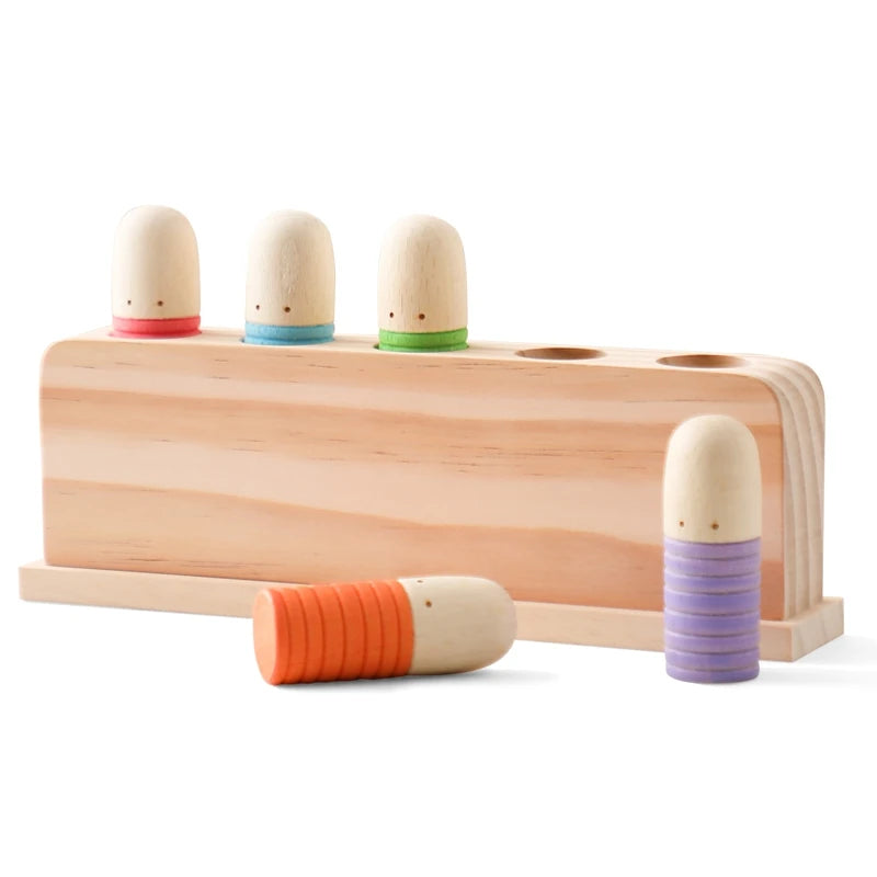 Montessori Farb- & Sprungspiel aus Holz – Lernen durch Bewegung & Spaß