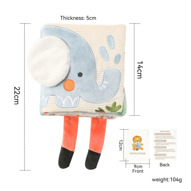 Weiches Stoffbuch Elefant – Interaktives Lernbuch für Babys