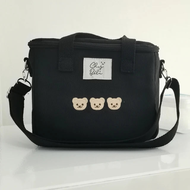Multifunktionale Mama-Tasche – Wasserdicht & stilvoll mit Bärenstickerei