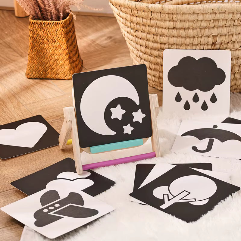 Montessori Spiegel & Kontrastkarten – Visuelle Stimulation für Babys