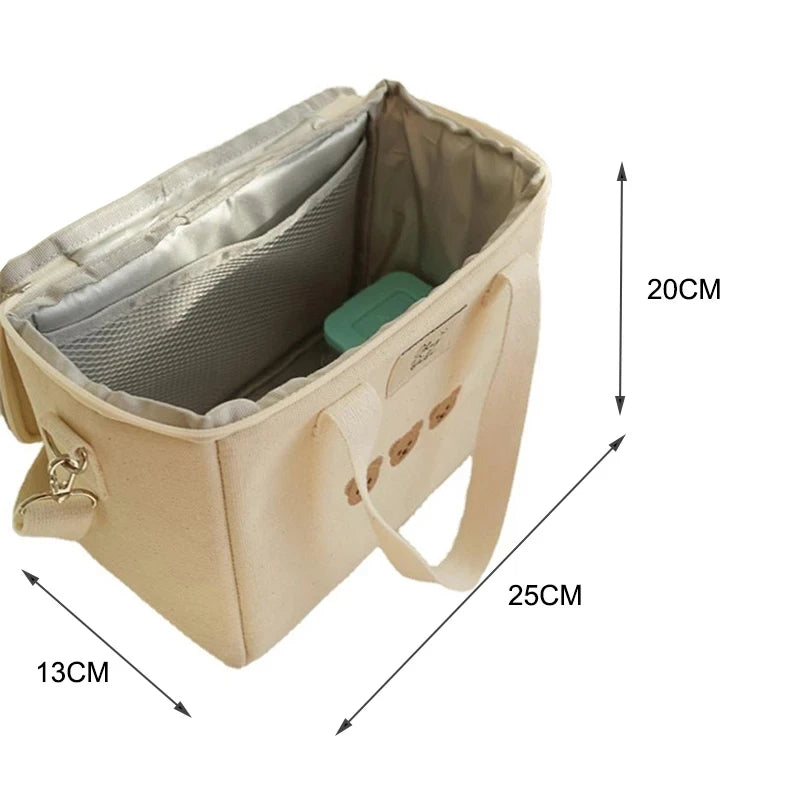Multifunktionale Mama-Tasche – Wasserdicht & stilvoll mit Bärenstickerei