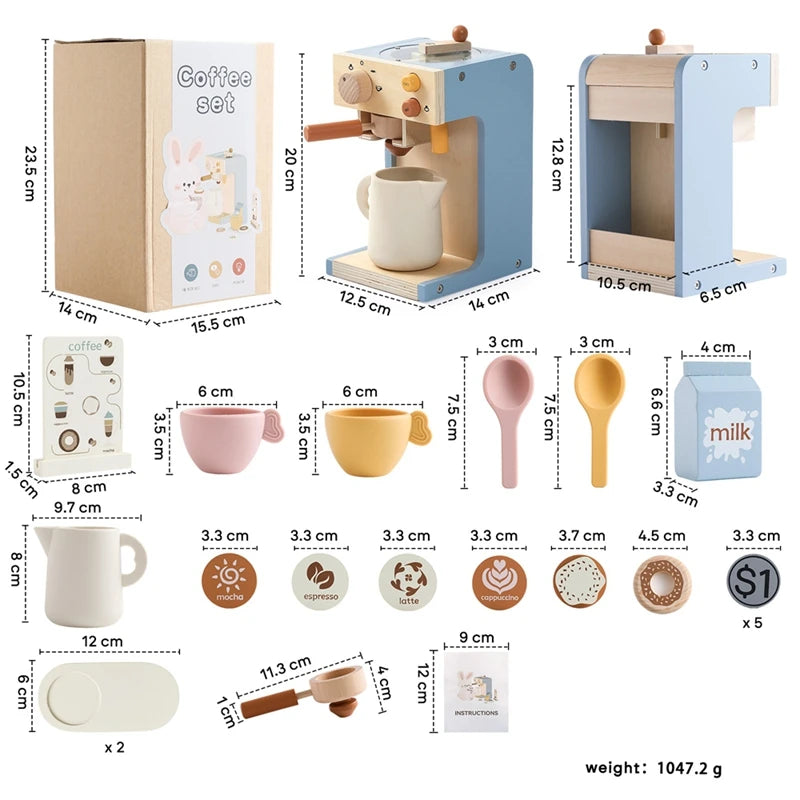 Holz-Kaffeemaschinen-Set für Kinder – Fantasievolles Rollenspiel & Lernspaß