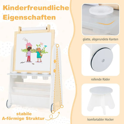 Kinder Staffelei mit Hocker – 4-in-1 Kreativset