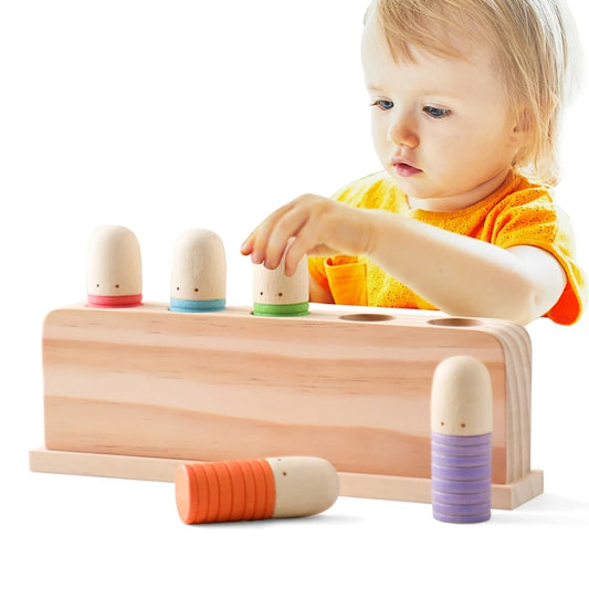 Montessori Farb- & Sprungspiel aus Holz – Lernen durch Bewegung & Spaß