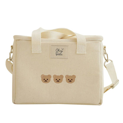 Multifunktionale Mama-Tasche – Wasserdicht & stilvoll mit Bärenstickerei