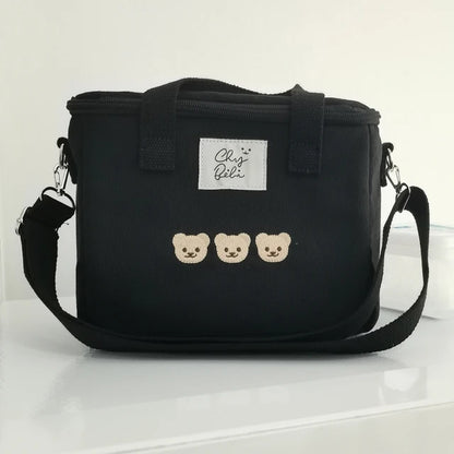 Multifunktionale Mama-Tasche – Wasserdicht & stilvoll mit Bärenstickerei