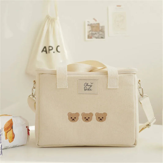Multifunktionale Mama-Tasche – Wasserdicht & stilvoll mit Bärenstickerei