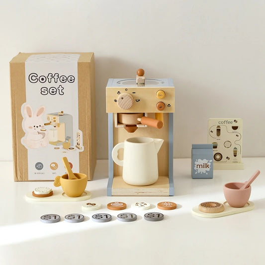 Holz-Kaffeemaschinen-Set für Kinder – Fantasievolles Rollenspiel & Lernspaß