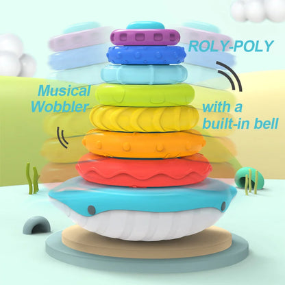 Montessori Rainbow Whale Bell Bath Baby Toy